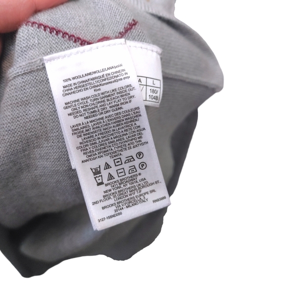 Brooks Brothers Gray Wool Diamond Stitch Crew Neck Sweater Mens Size Large L - Picture 7 of 8